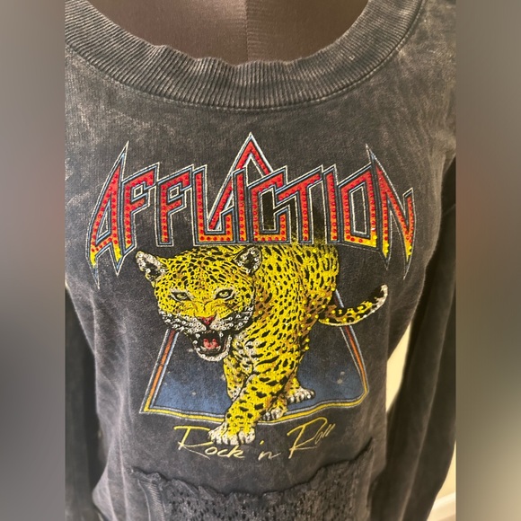 NWT Affliction Leopard Rock long sleeve fleece size M - Picture 6 of 15